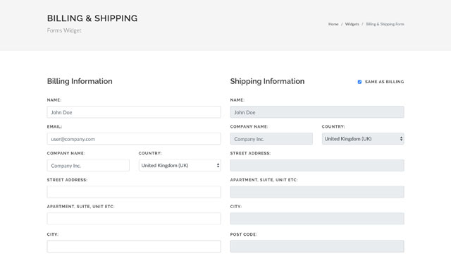 Billing & Shipping Form